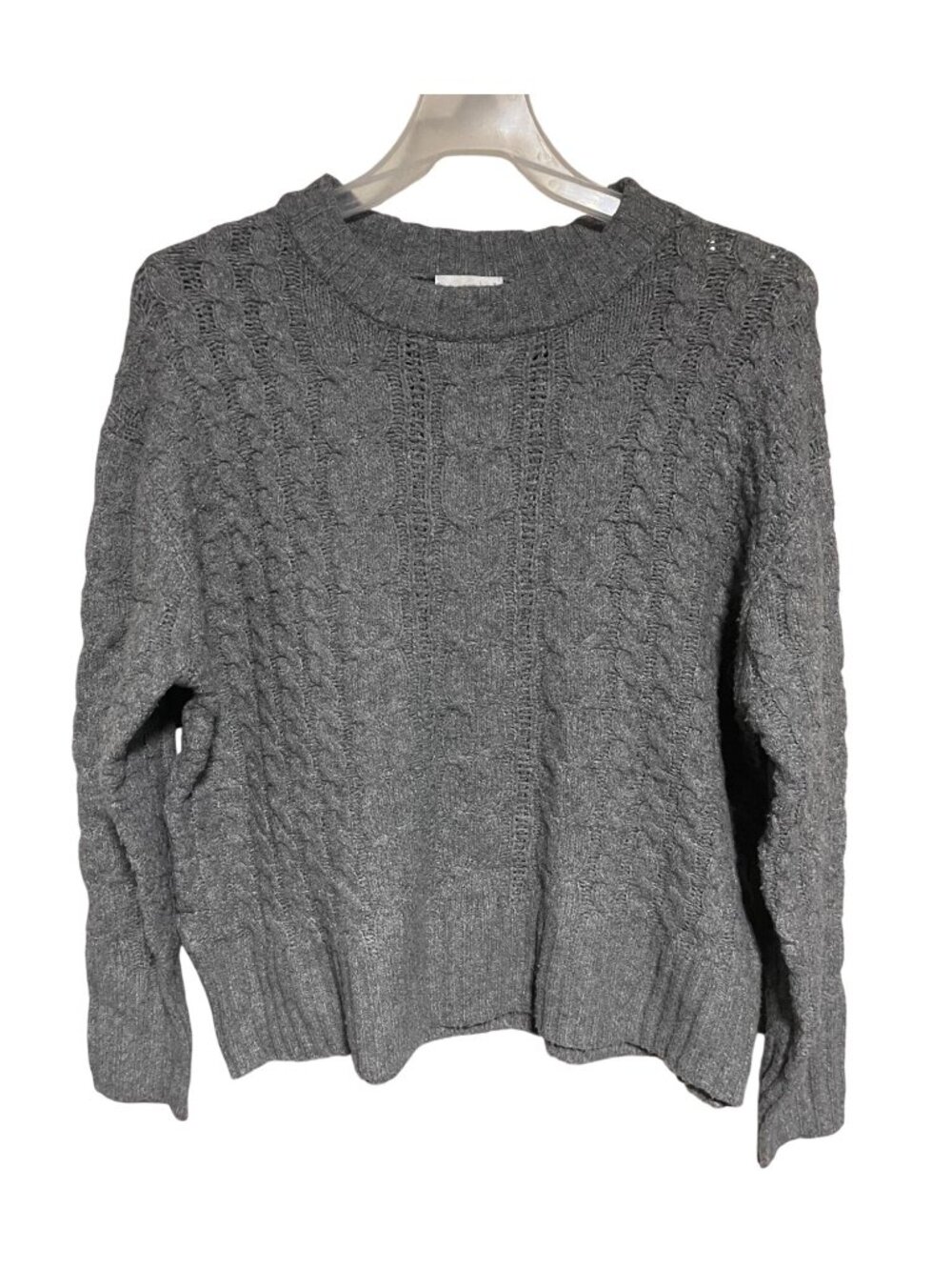 Pink Rose Womens Cable Knit Sweater Size M Heather Gray